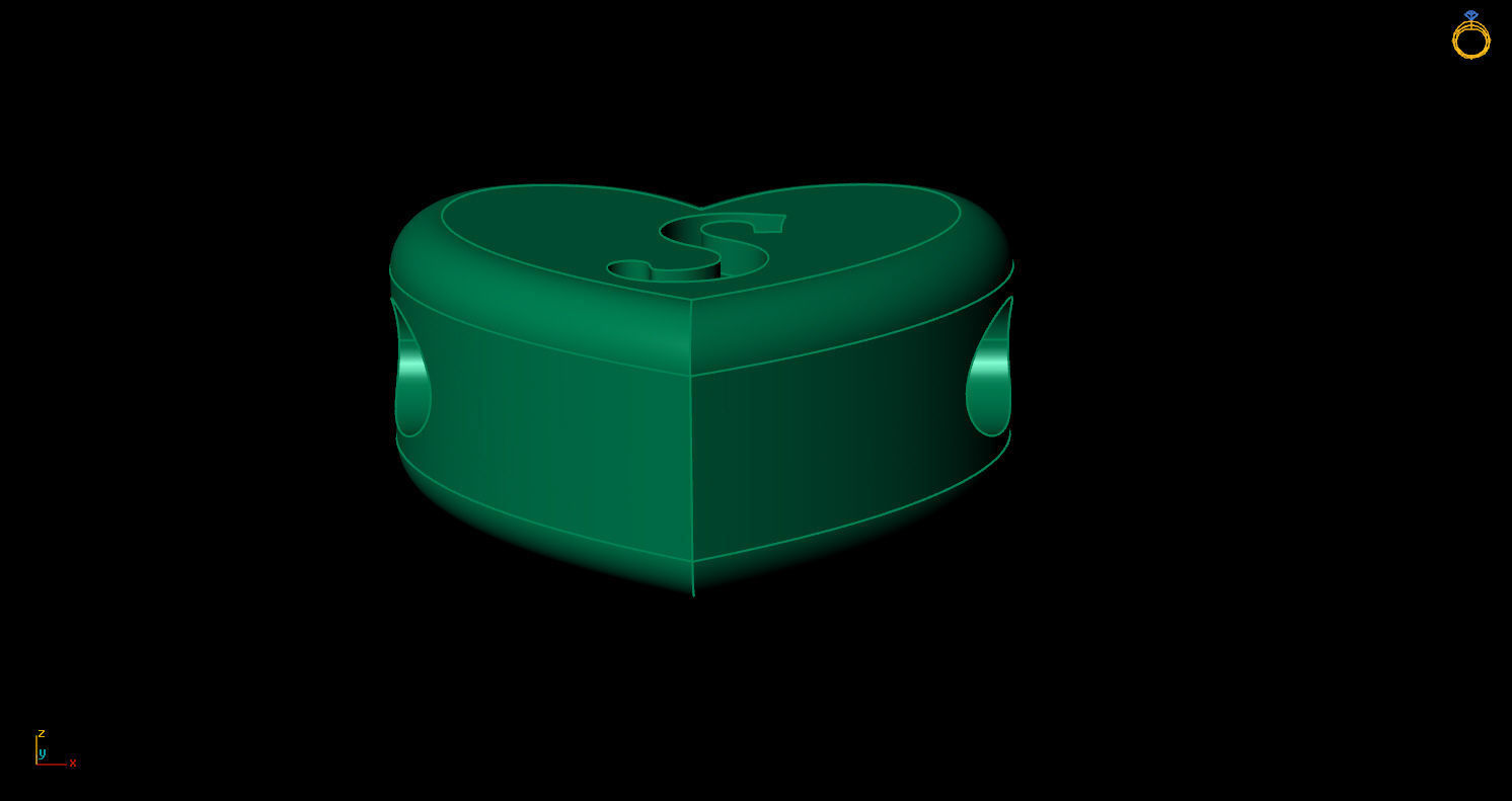 Pendant initial heart S 3D print model_7