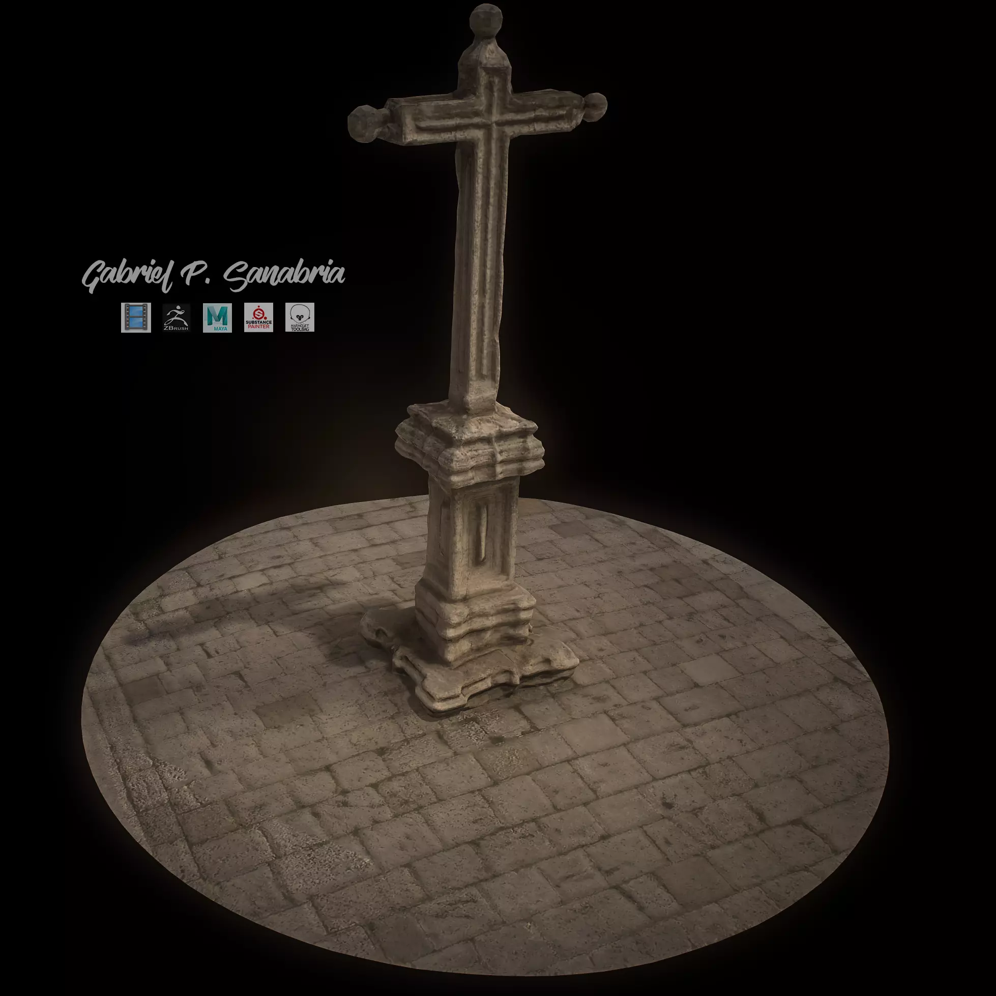 Cross Stone Valladolid La Antigua Low-poly 3D model
