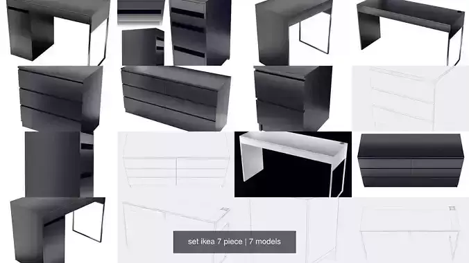 set ikea 7 piece 3D Model Collection