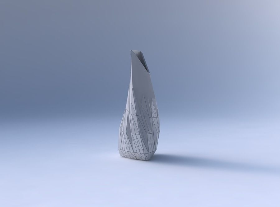 Vase twist puffy tipped triangle with partial random triangle... 3D print model_4