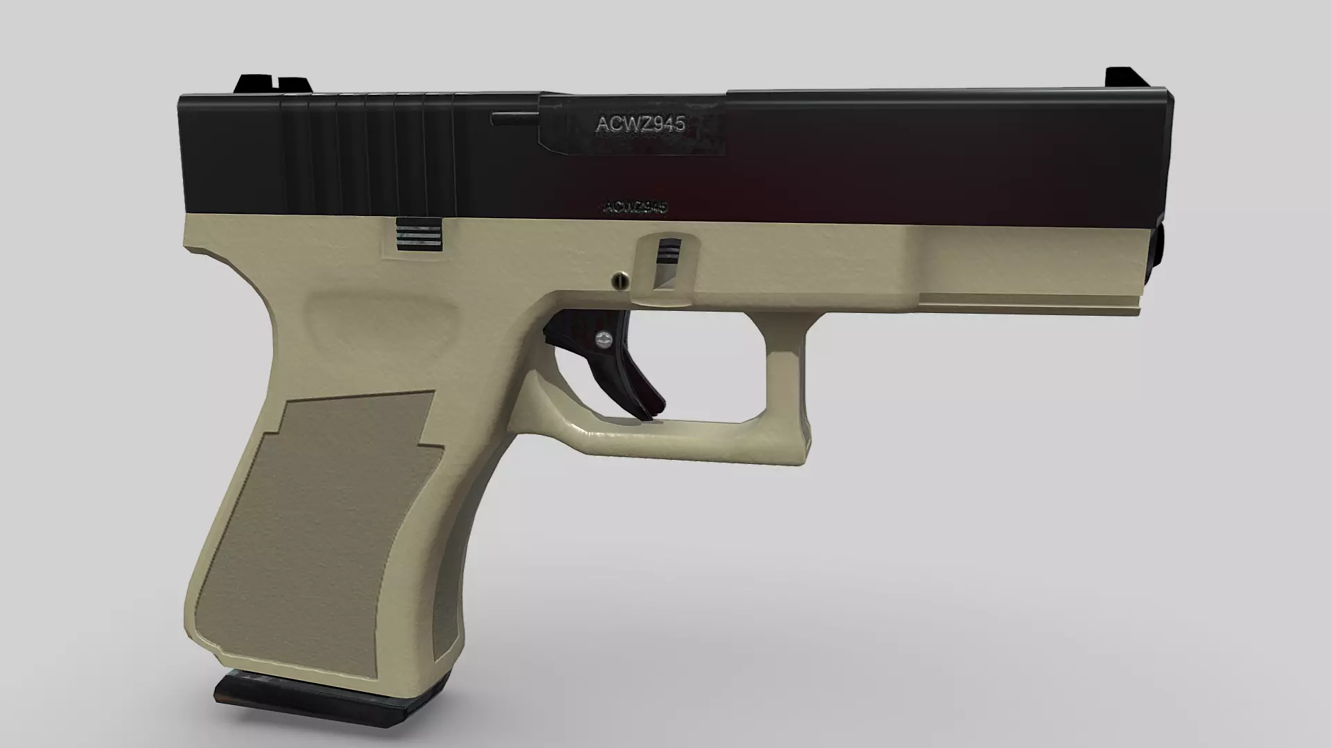 Glock 19 modified Low-poly 3D model_0