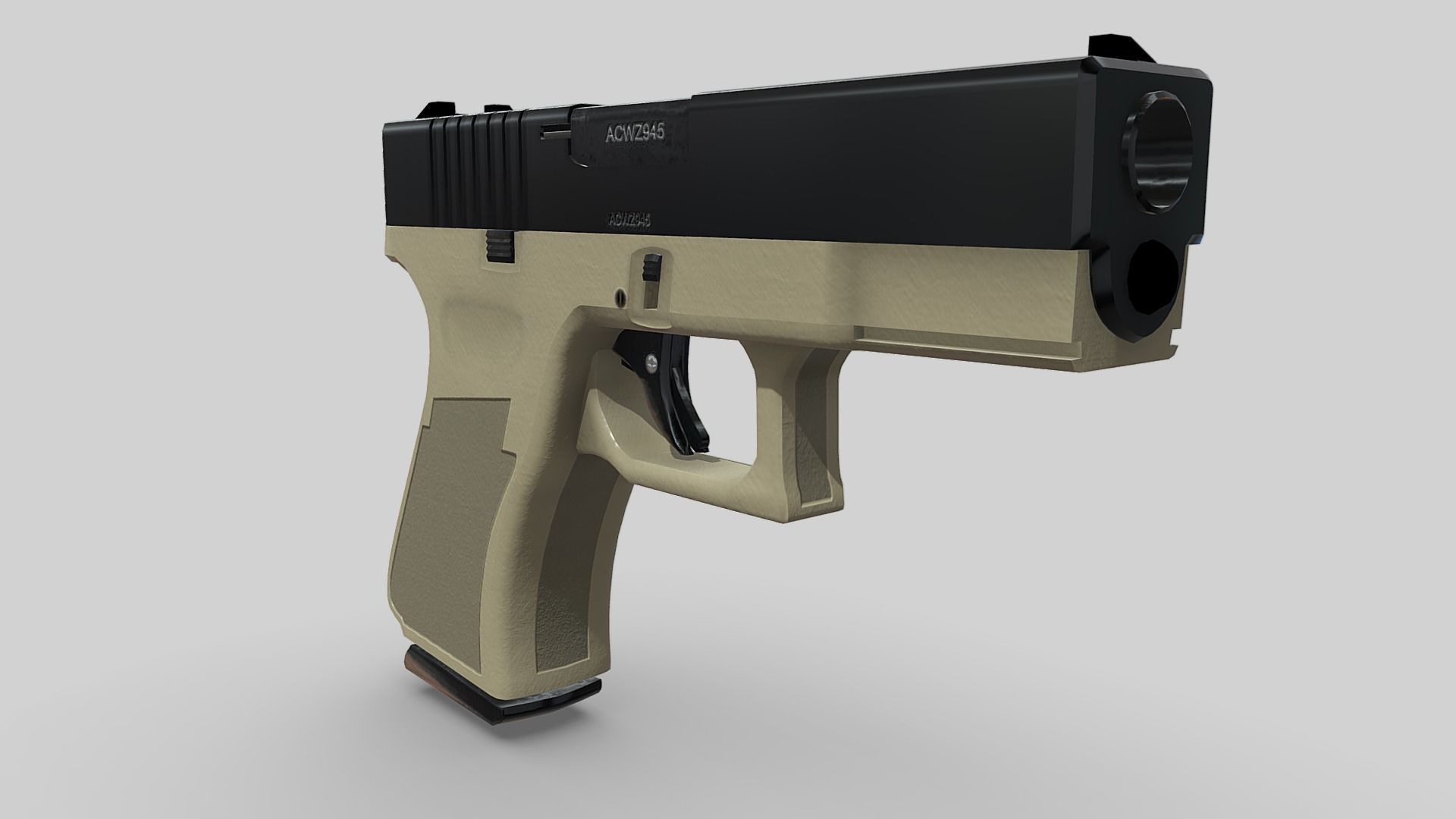 Glock 19 modified Low-poly 3D model_1
