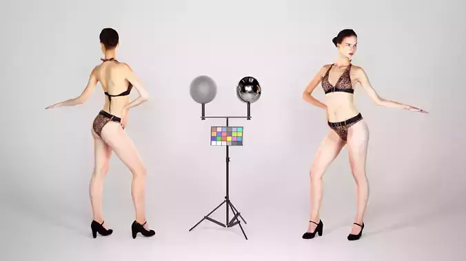 Sexy brunette in a leopard swimsuit 175 Low-poly 3D model