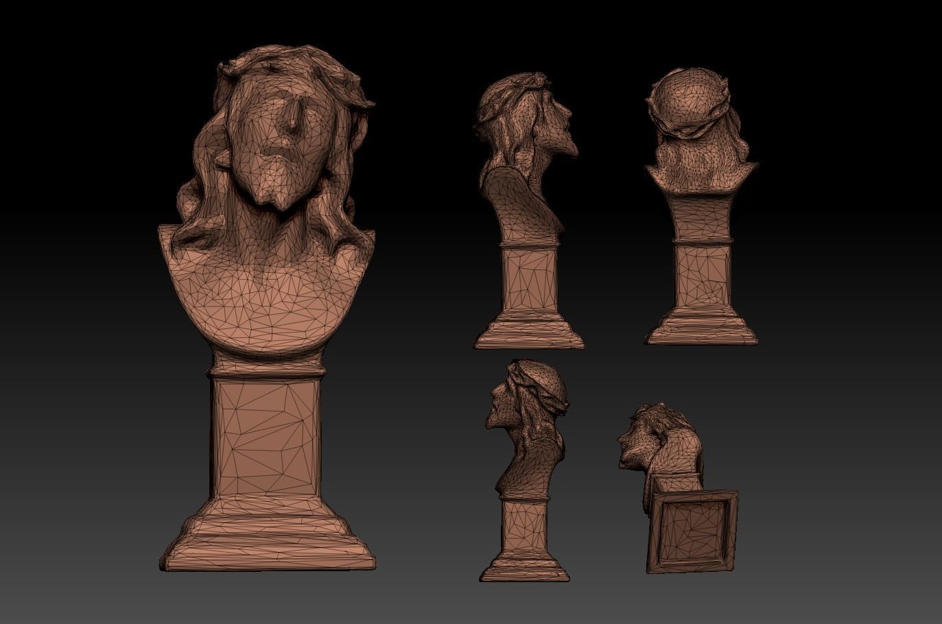 Bust Christ  Low-poly 3D model_10