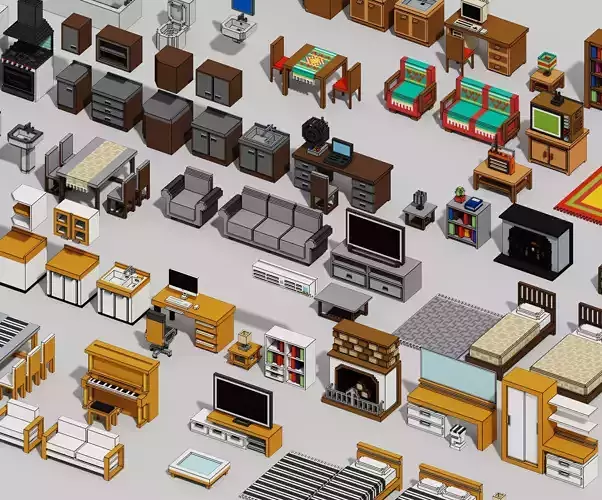 Voxel Furniture Pack 99 Items