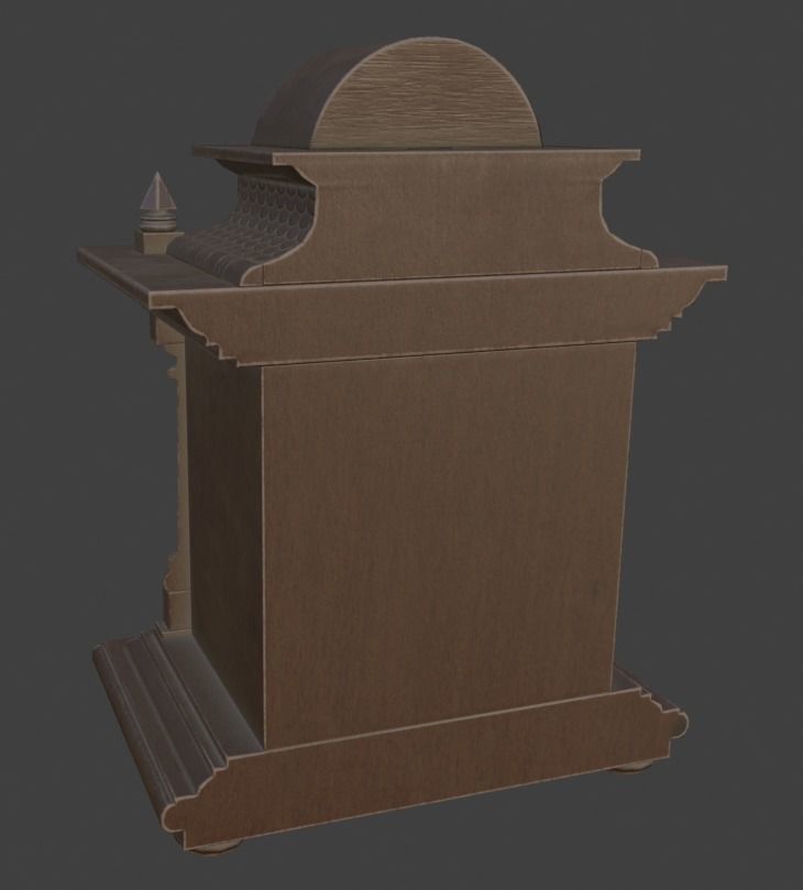 Antique table clock Low-poly 3D model_3