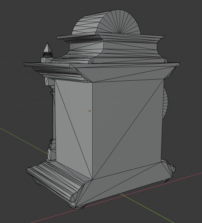 Antique table clock Low-poly 3D model_5