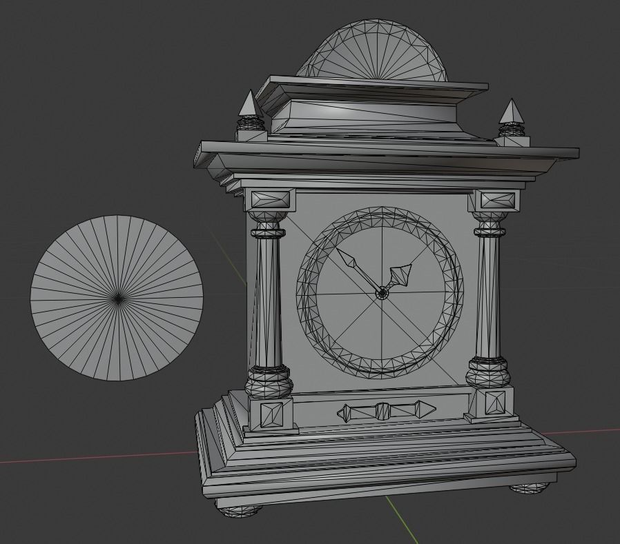 Antique table clock Low-poly 3D model_4