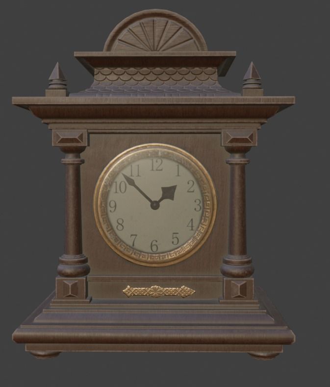 Antique table clock Low-poly 3D model_1