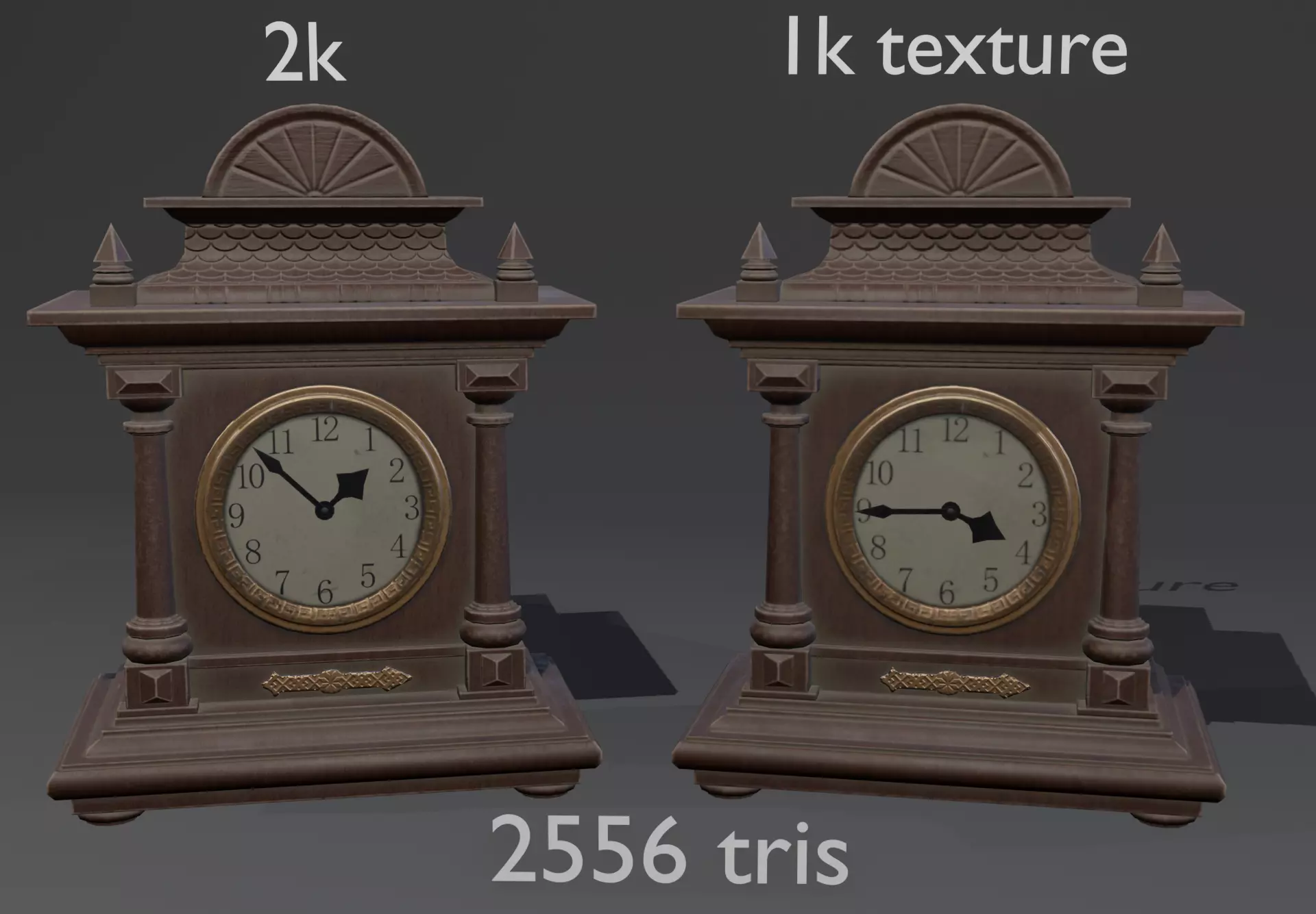 Antique table clock Low-poly 3D model_0