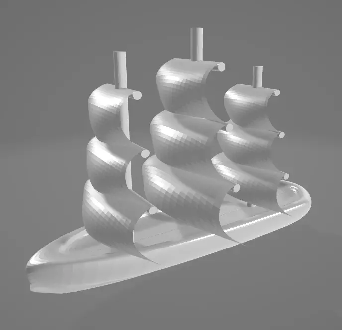Frigate sailing ship 3D model_0