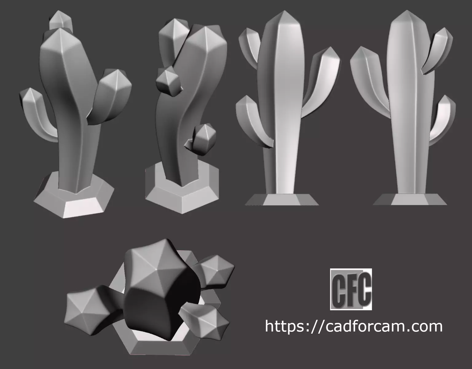 Stylized cactus sculpture - Sculpture-CFC-001 3D print model