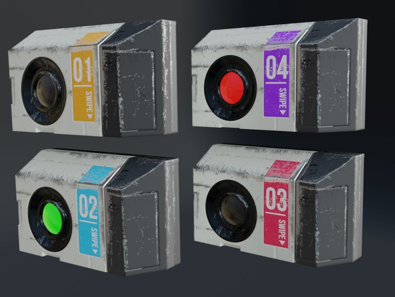 Sci-fi Keycard and Scanner for Doors Low-poly 3D model_5