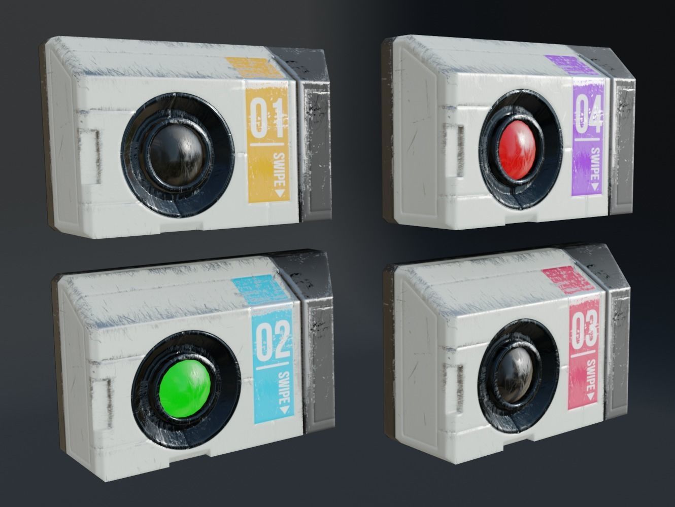 Sci-fi Keycard and Scanner for Doors Low-poly 3D model_4