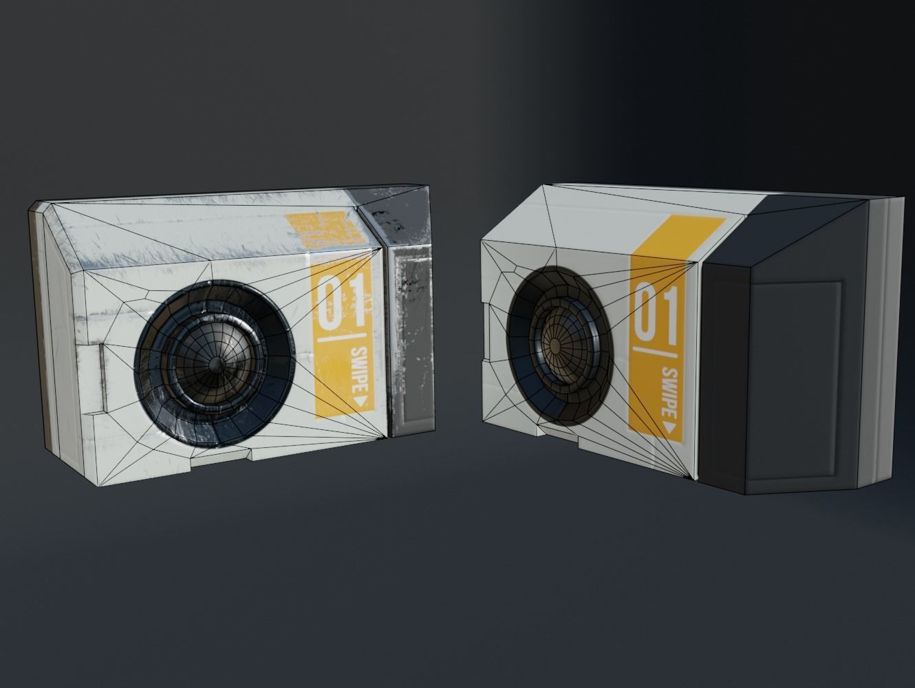 Sci-fi Keycard and Scanner for Doors Low-poly 3D model_9