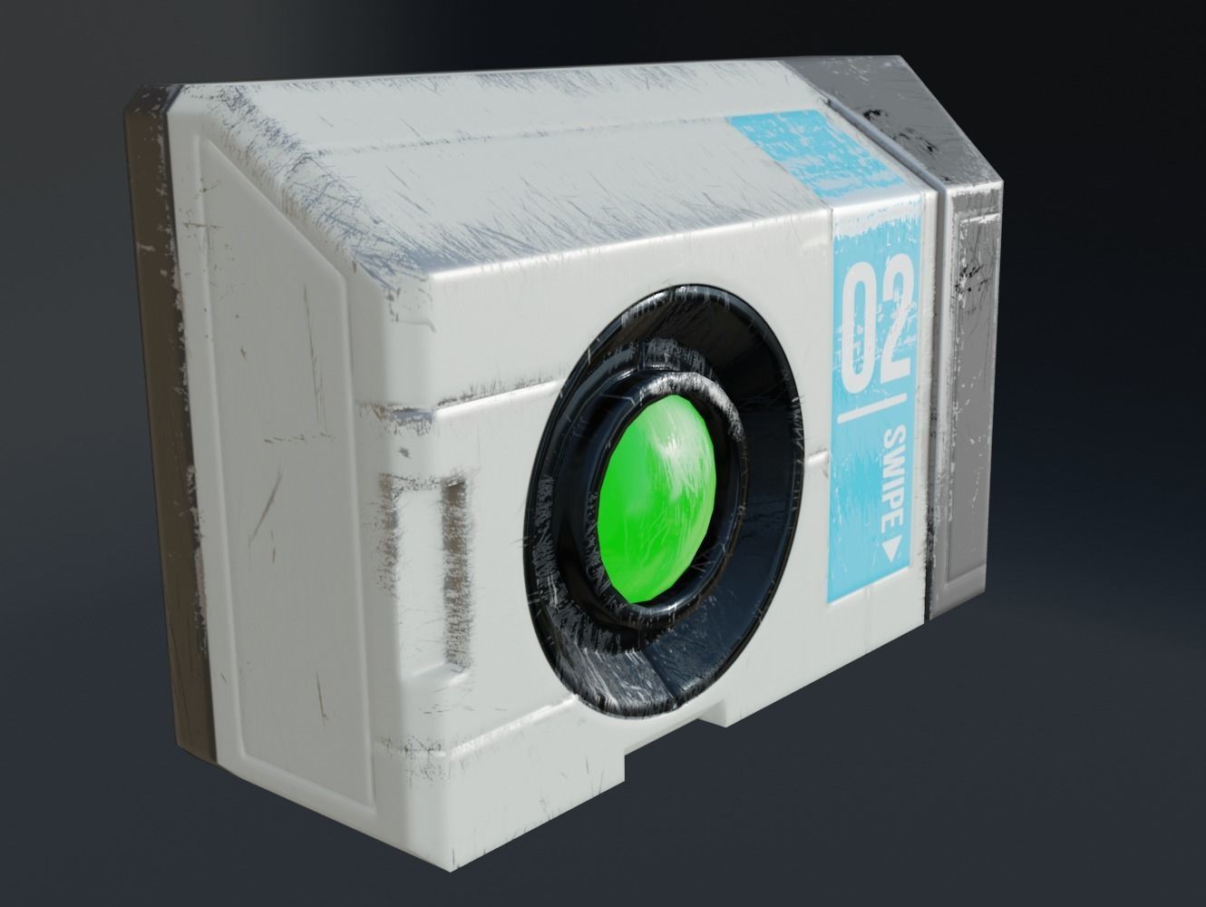 Sci-fi Keycard and Scanner for Doors Low-poly 3D model_3