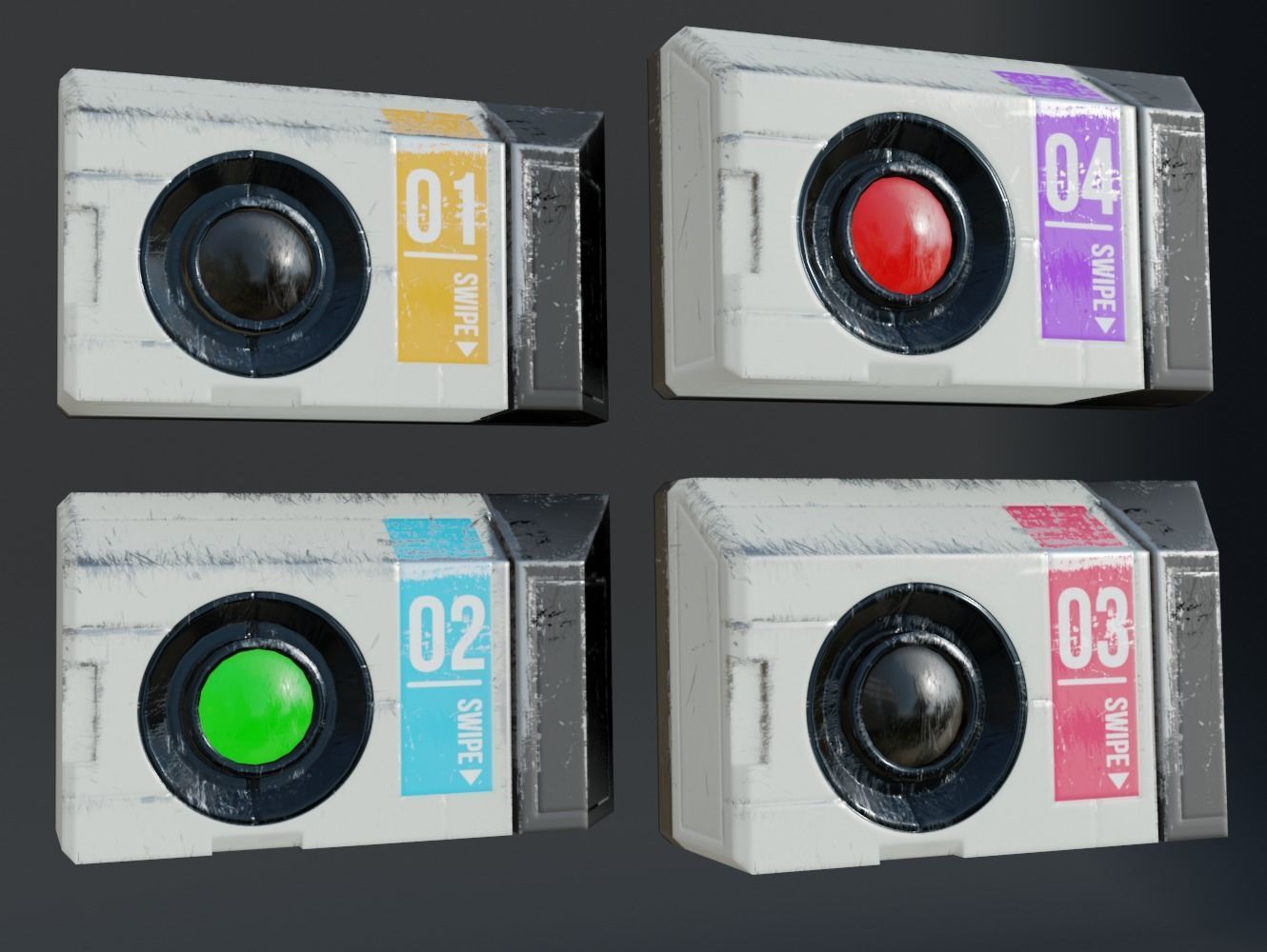 Sci-fi Keycard and Scanner for Doors Low-poly 3D model_6