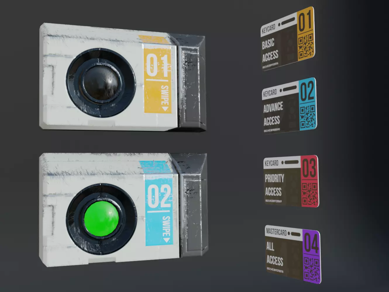 Sci-fi Keycard and Scanner for Doors Low-poly 3D model_0