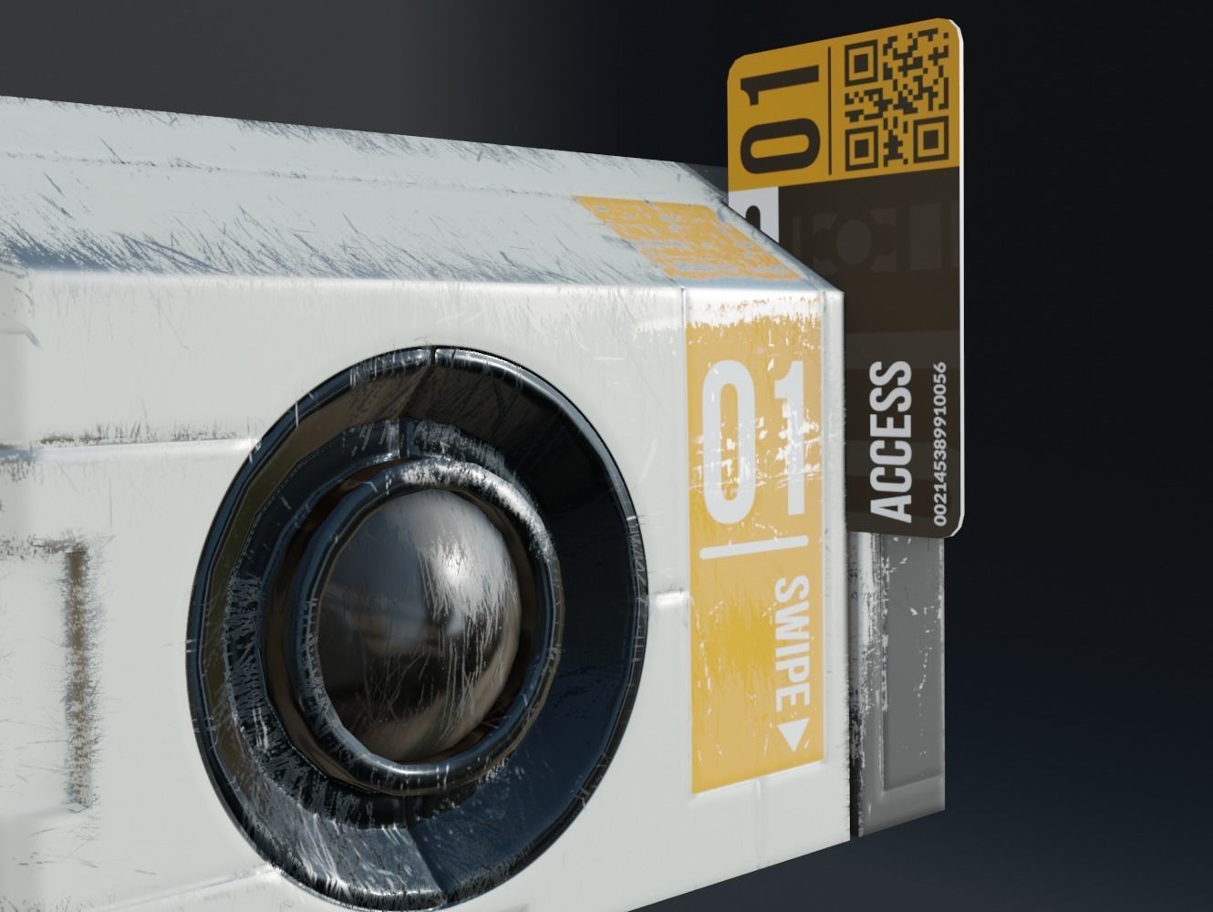 Sci-fi Keycard and Scanner for Doors Low-poly 3D model_7