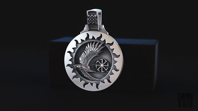 amulet pendant with an eagle 3D print model