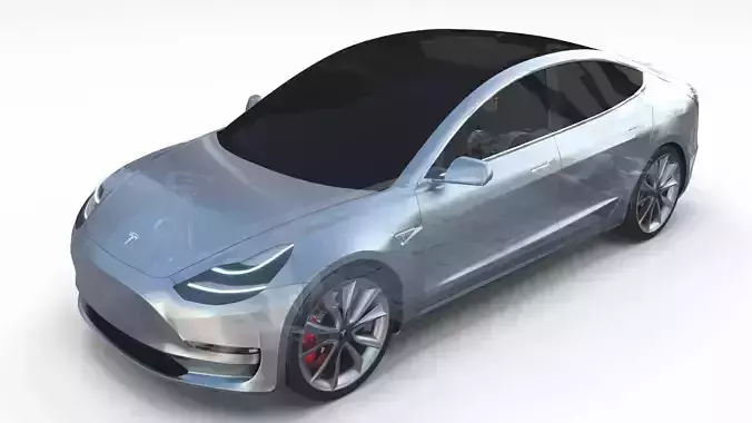 Tesla Model 3 with Chassis Silver