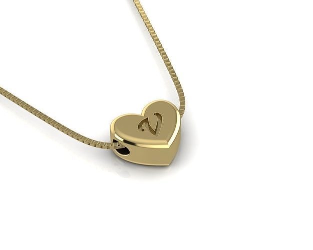 Pendant initial heart V 3D print model