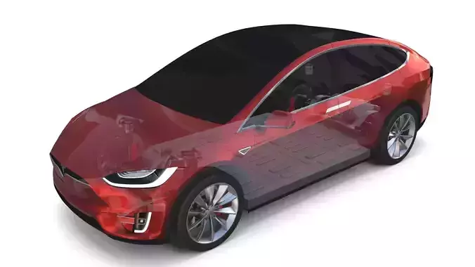 Tesla Model X with Chassis Red