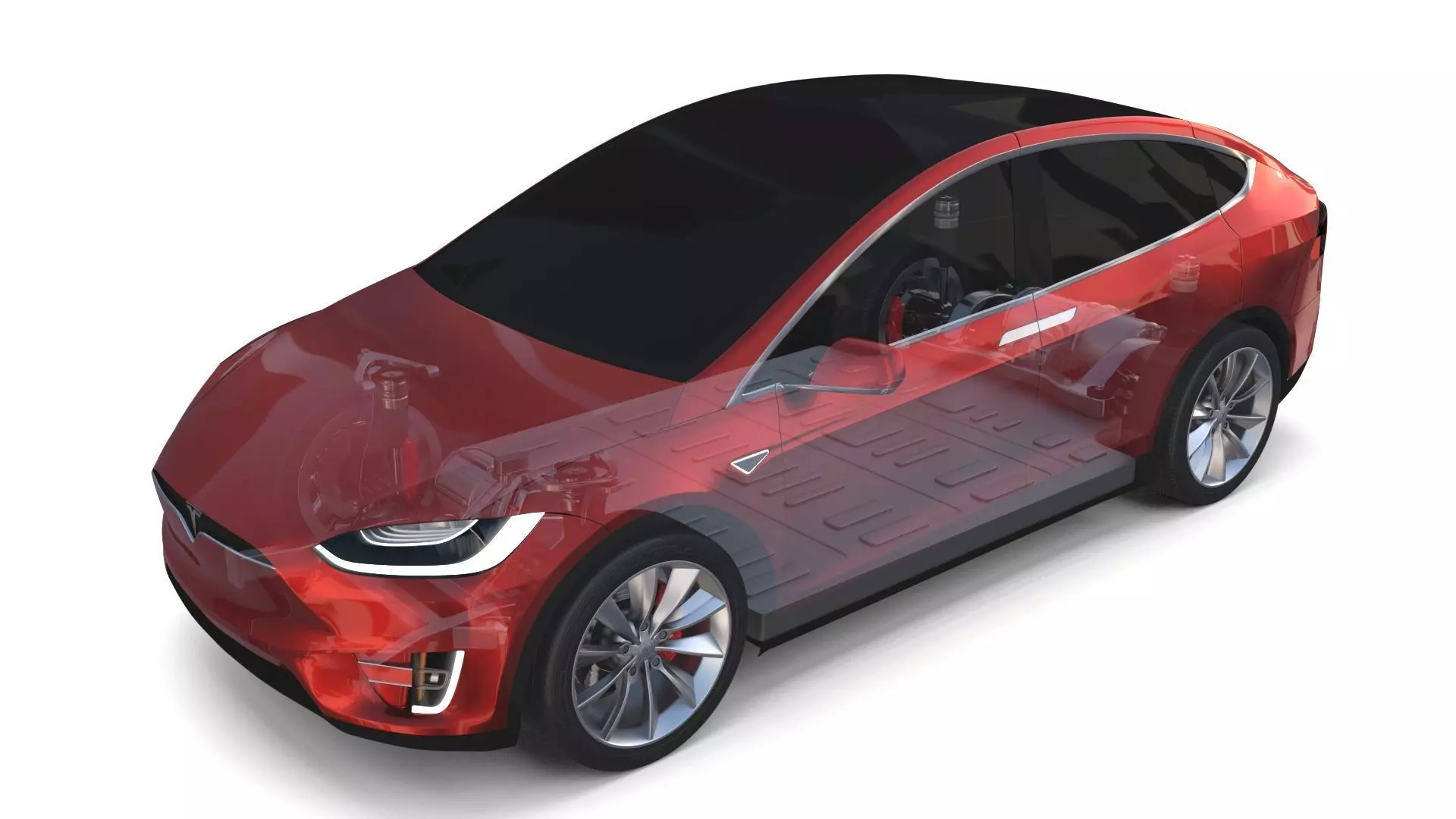 Tesla Model X with Chassis Red 3D model