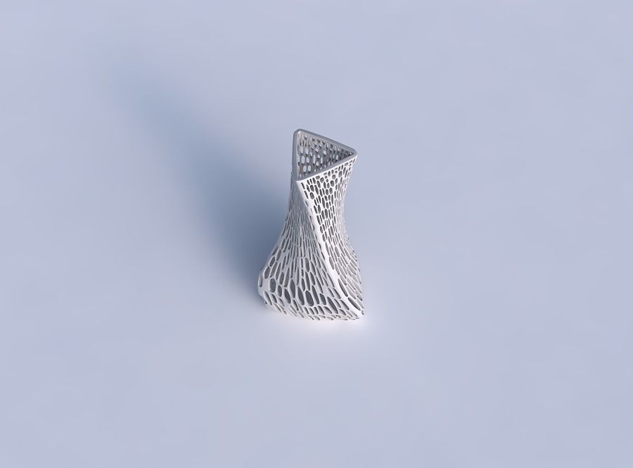 Vase twist puffy triangle with dense organic lattice 2 3D print model_1
