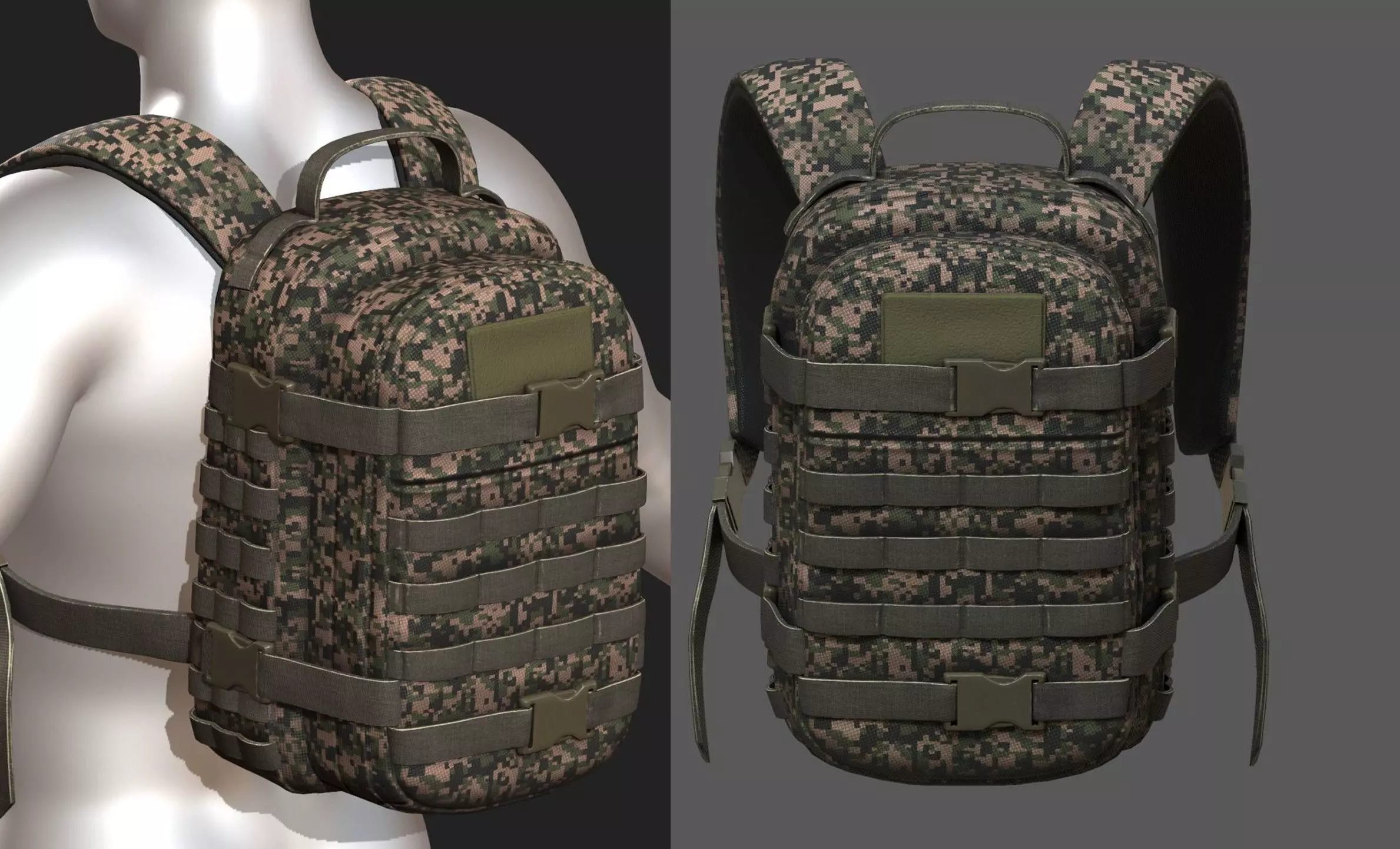 Backpack Camping military combat soldier armor Low-poly 3D model_0
