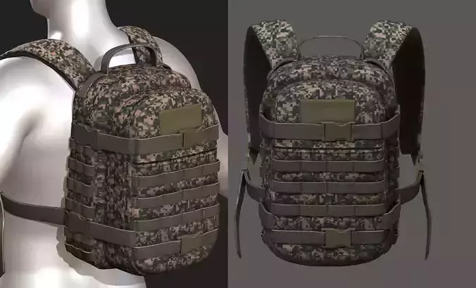 Backpack Camping military combat soldier armor  Low-poly 3D model