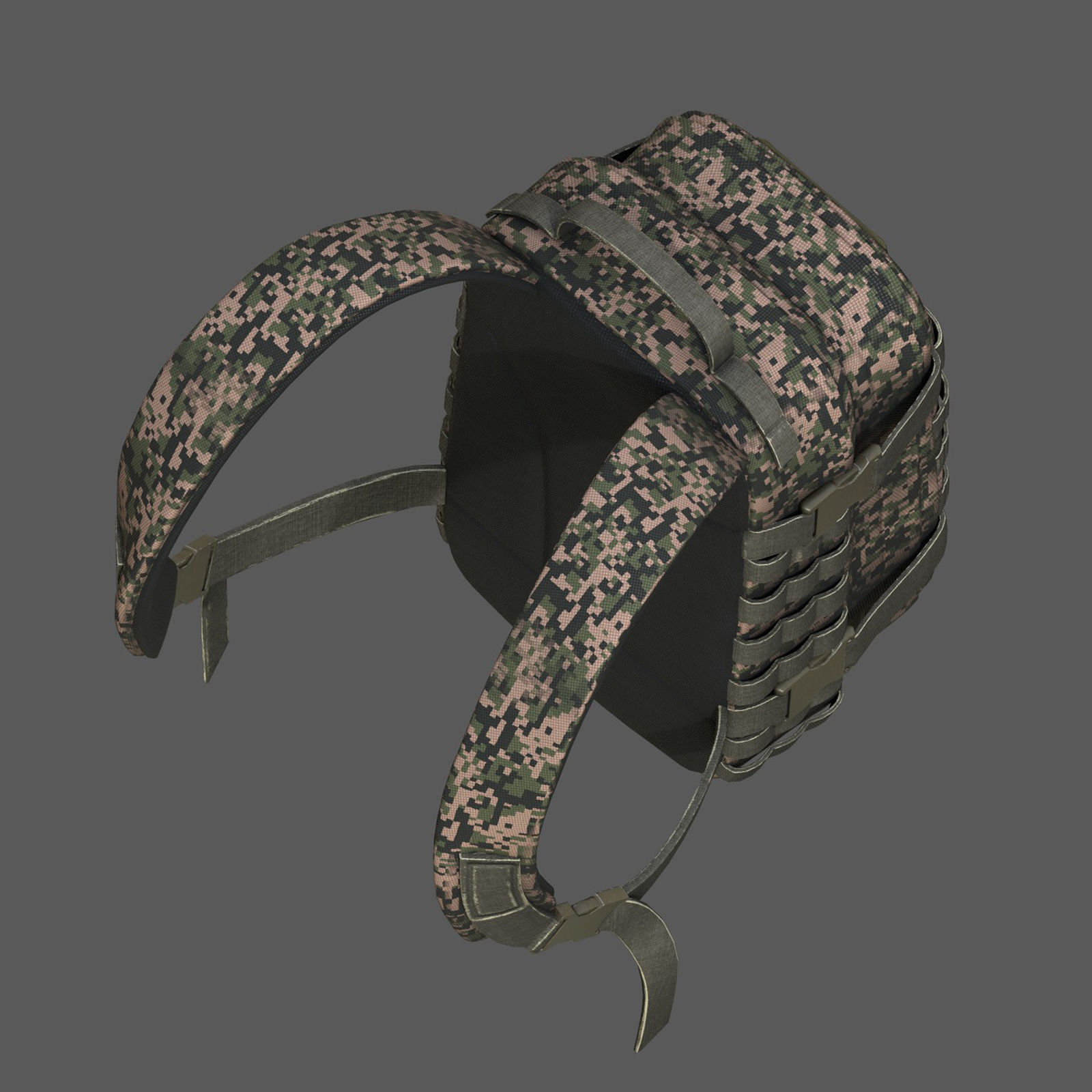 Backpack Camping military combat soldier armor Low-poly 3D model_8