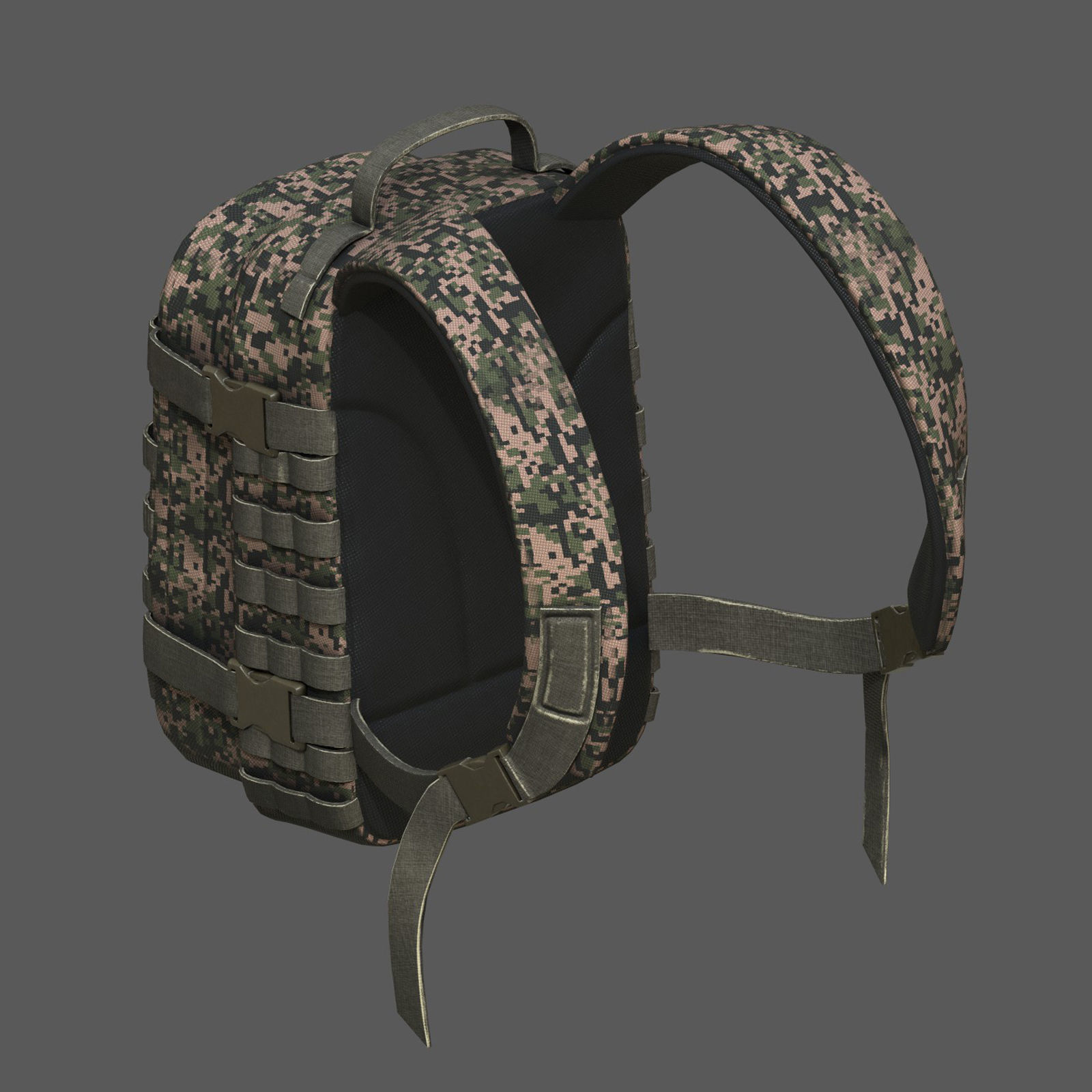 Backpack Camping military combat soldier armor Low-poly 3D model_5