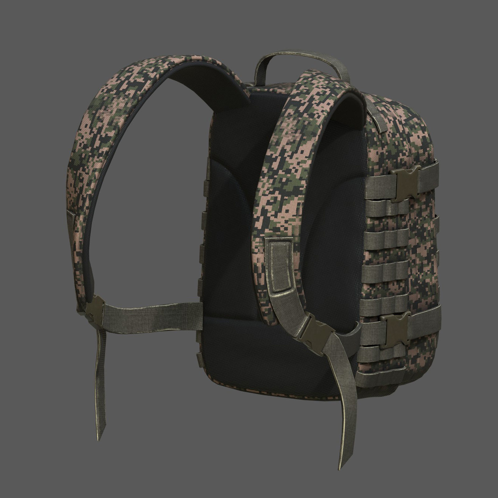 Backpack Camping military combat soldier armor Low-poly 3D model_6