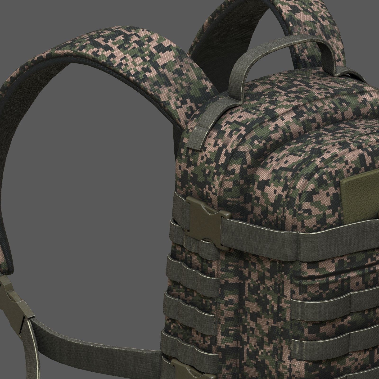 Backpack Camping military combat soldier armor Low-poly 3D model_9