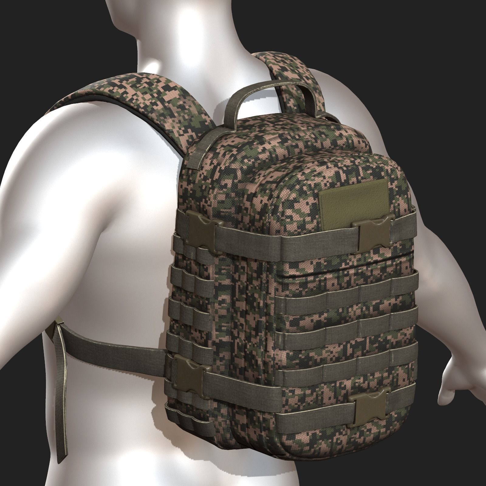 Backpack Camping military combat soldier armor Low-poly 3D model_1