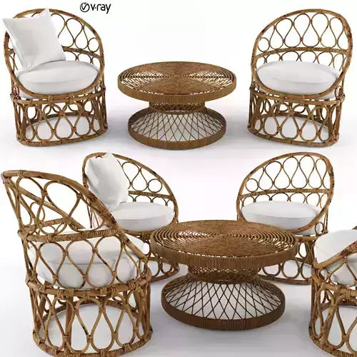 Coffee Table Armchair Petite By Kenneth Cobonpue 3D model