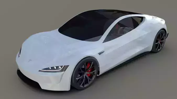 Tesla Roadster White with Chassis