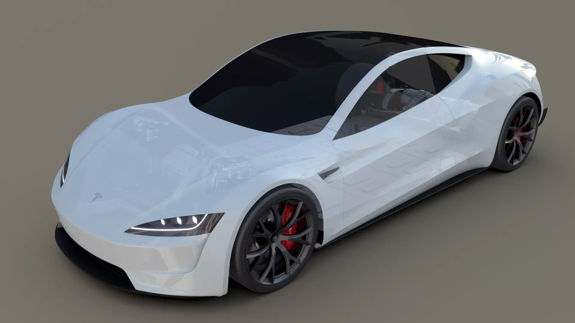 Tesla Roadster White with Chassis 3D model