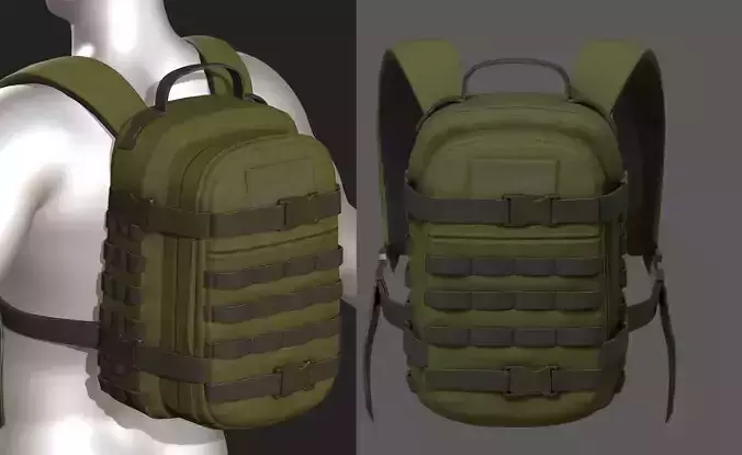 Backpack Camping military combat 3d model low poly 