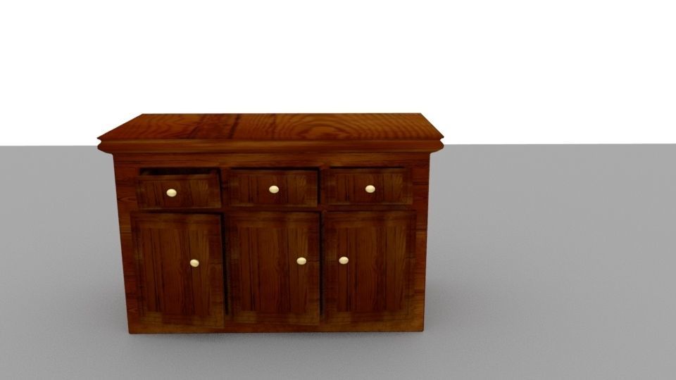 wooden cabinet 3D model_2