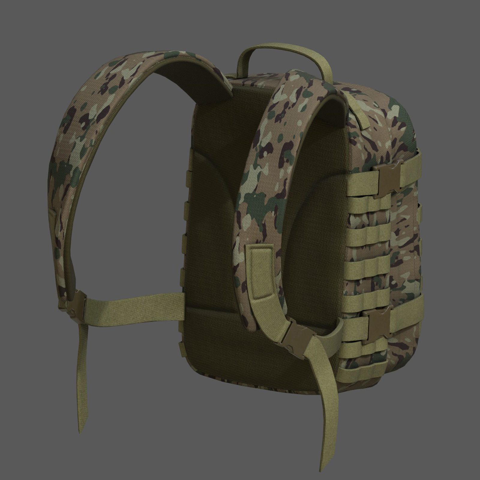 Backpack military combat soldier armor scifi  Low-poly 3D model_7