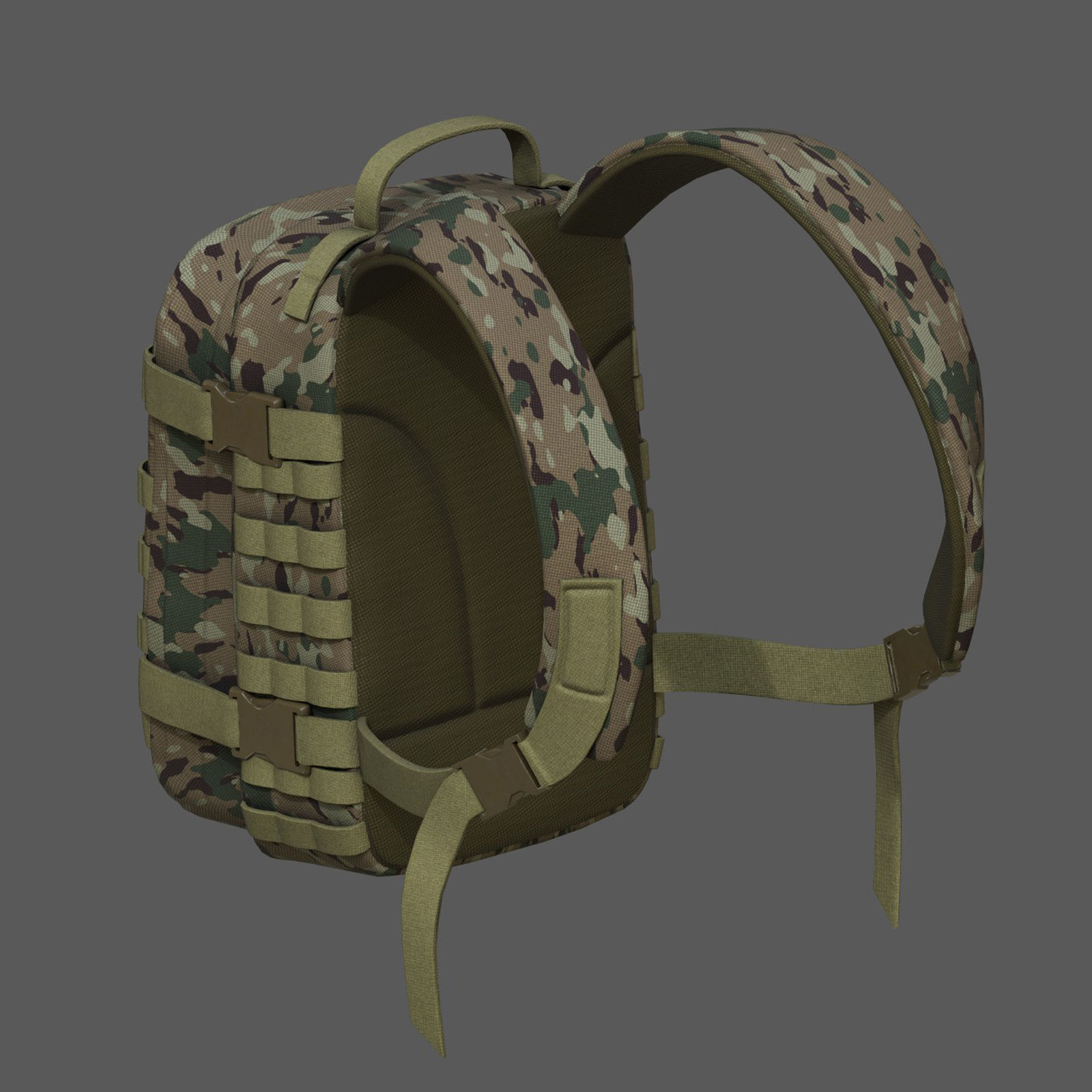 Backpack military combat soldier armor scifi  Low-poly 3D model_8