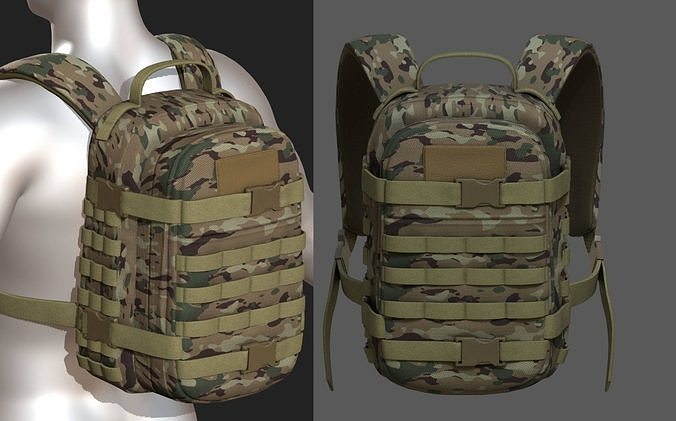 Backpack military combat soldier armor scifi  Low-poly 3D model