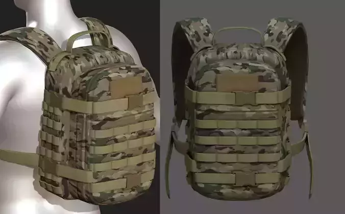 Backpack military combat soldier armor scifi  Low-poly 3D model