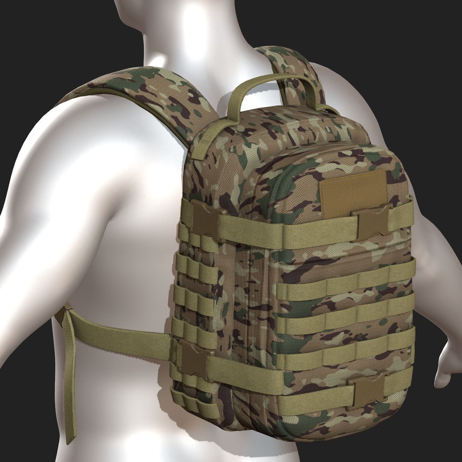 Backpack military combat soldier armor scifi  Low-poly 3D model_4