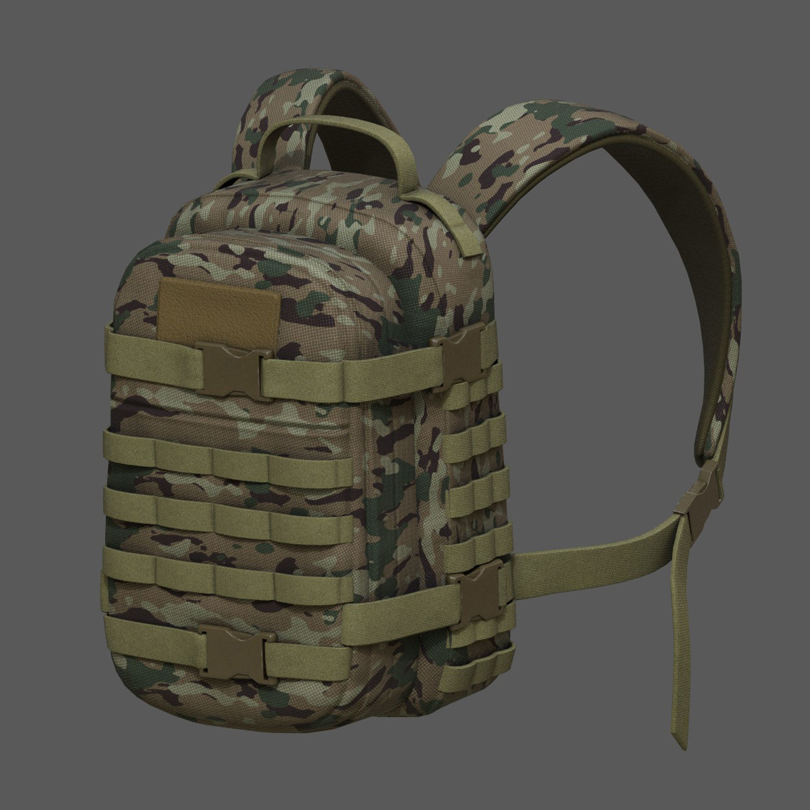Backpack military combat soldier armor scifi  Low-poly 3D model_3