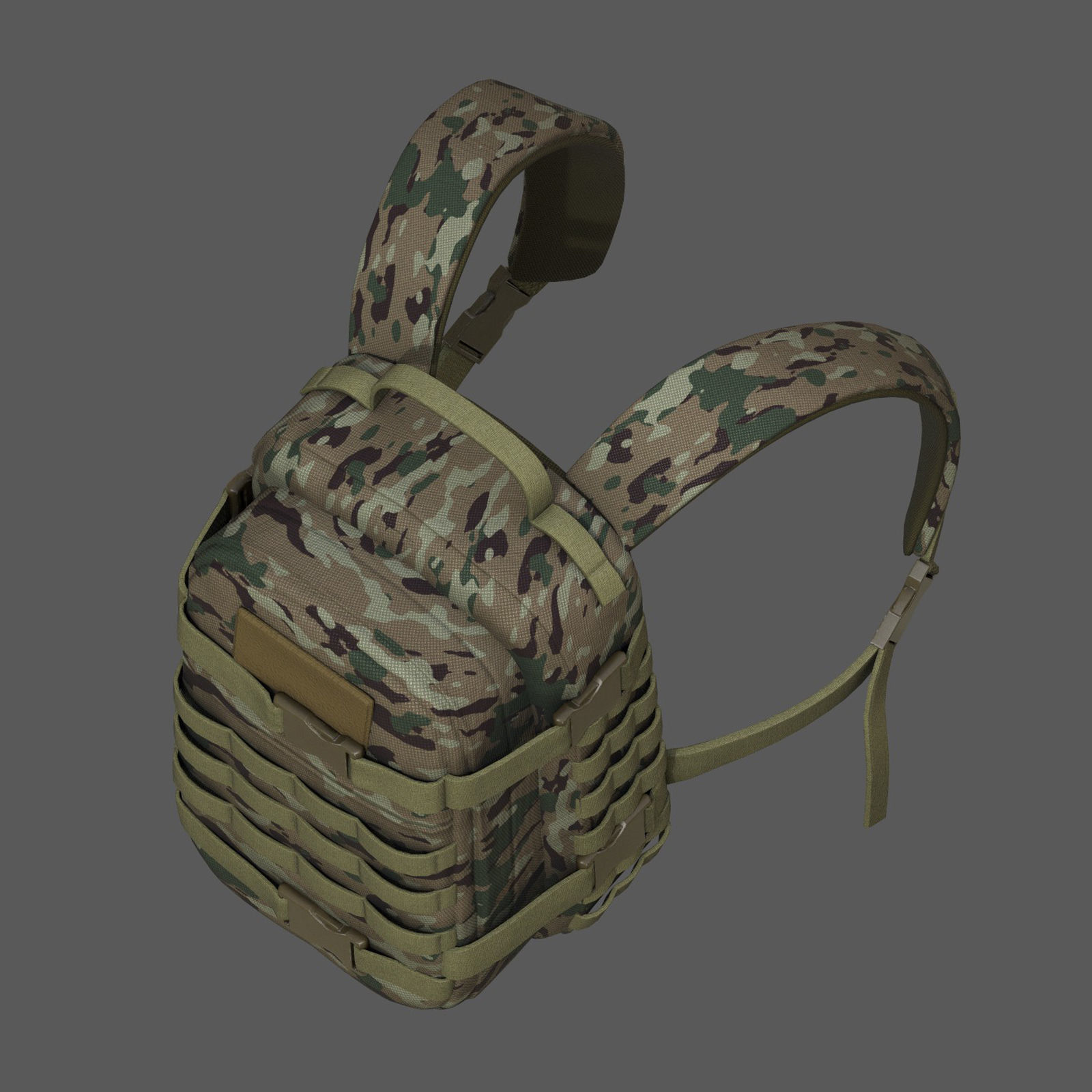 Backpack military combat soldier armor scifi  Low-poly 3D model_9