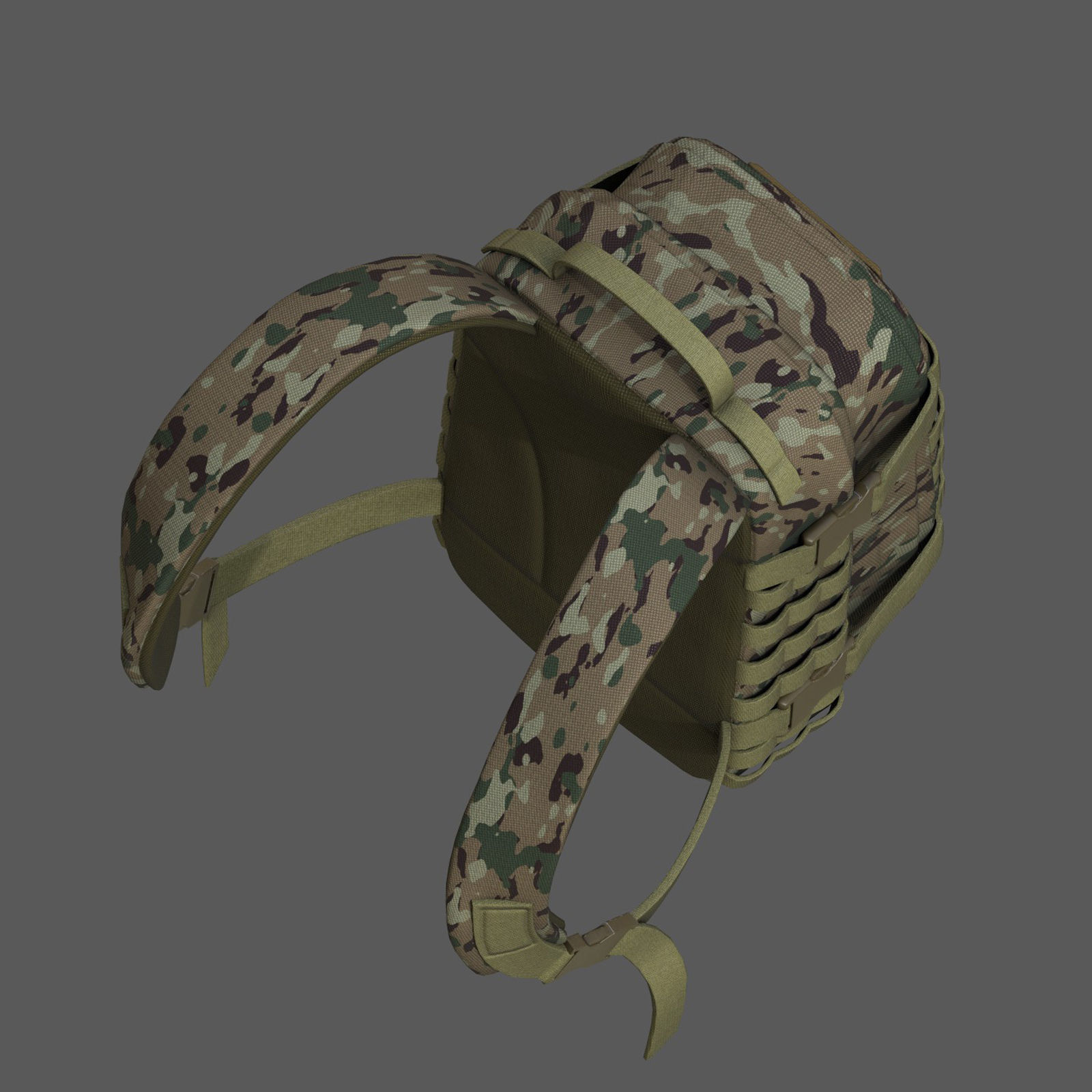 Backpack military combat soldier armor scifi  Low-poly 3D model_10