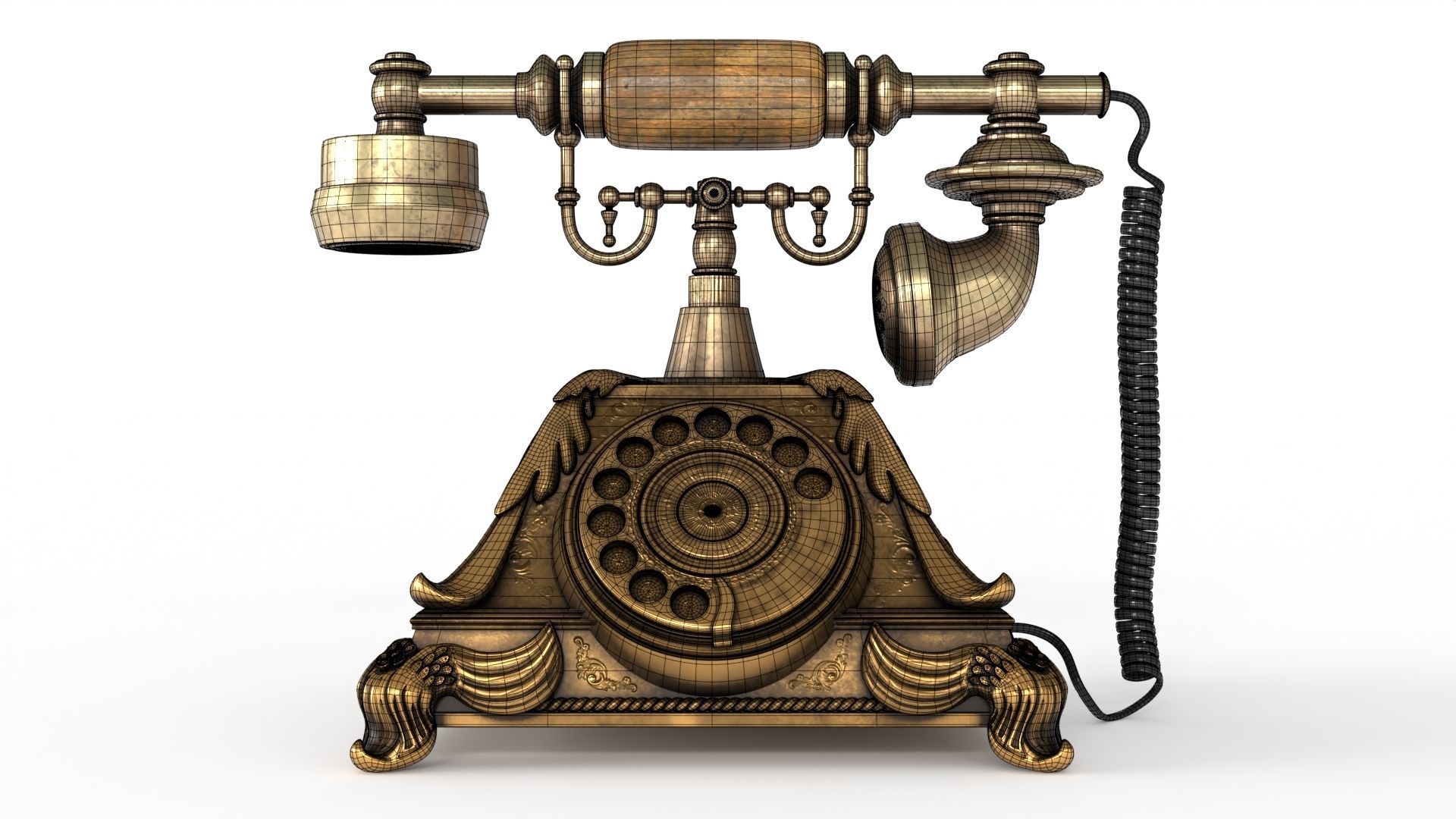 Vintage Phone Low-poly 3D model_17